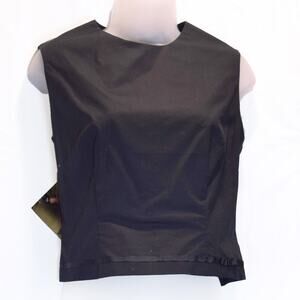 SALLY BRIDGE DESIGN Size S Black Gabardine Basic Shell Workwear Top